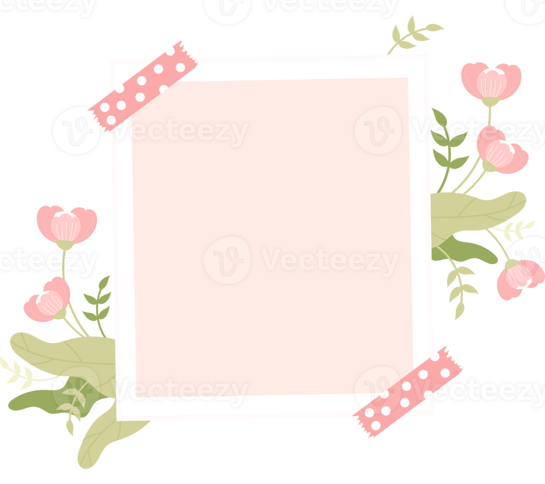 Photo frame with soft pink flowers png