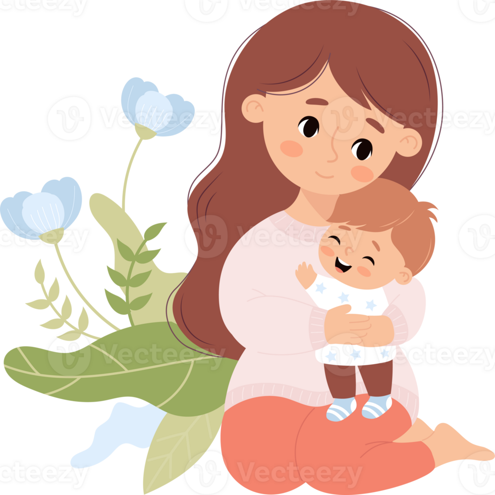 Cute mother with her little son png