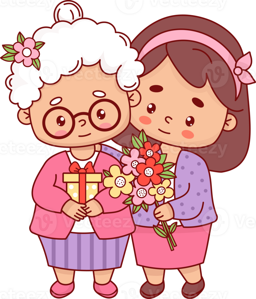 contento abuela con adulto hija png