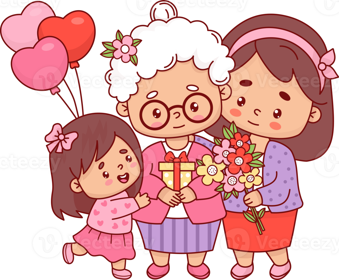 contento abuela con hija y nieta png