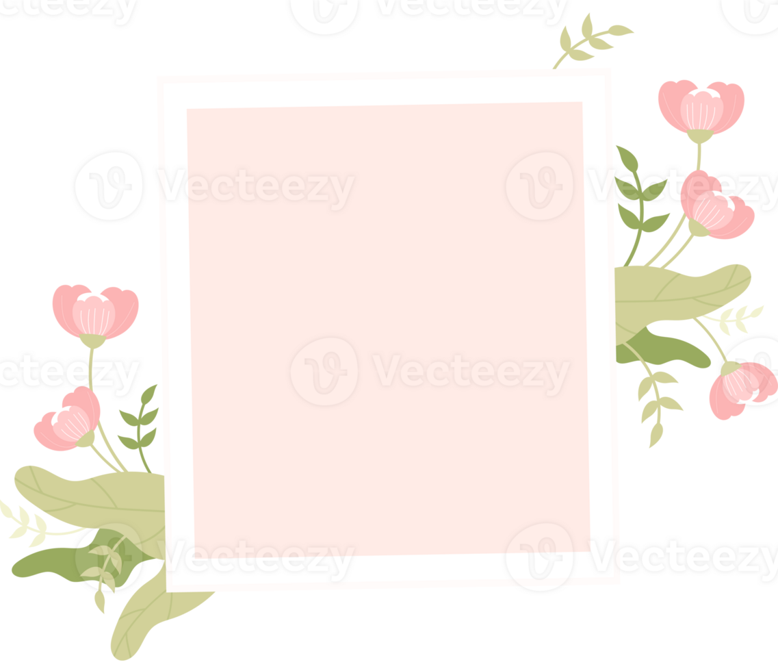 Photo frame with soft pink flowers png