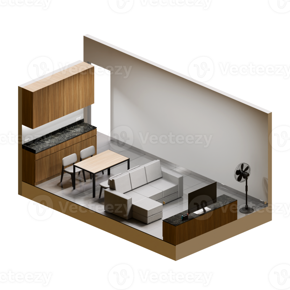 vivant pièce isométrique 3d rendre illustration 03 png