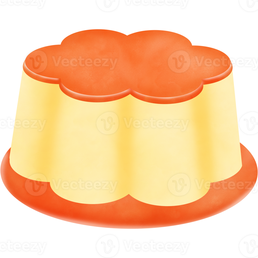Illustration of a custard pudding cake isolated on png or transparent background