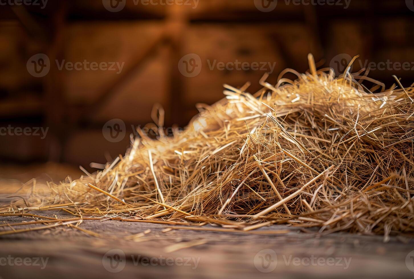 AI generated Hay bales in the barn agriculture and farming concept photo