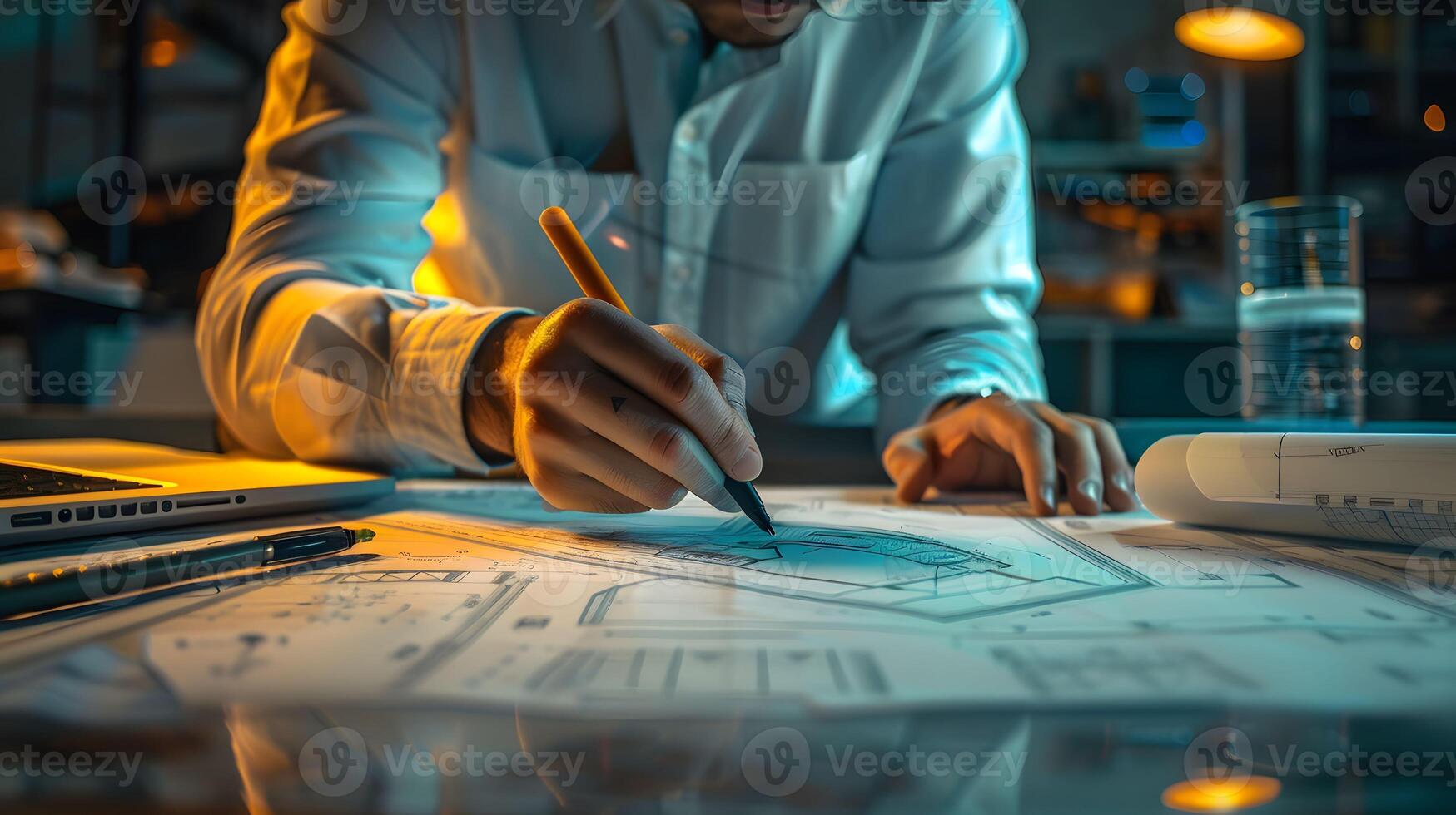 AI generated Engineer designing a sustainable energy solution photo
