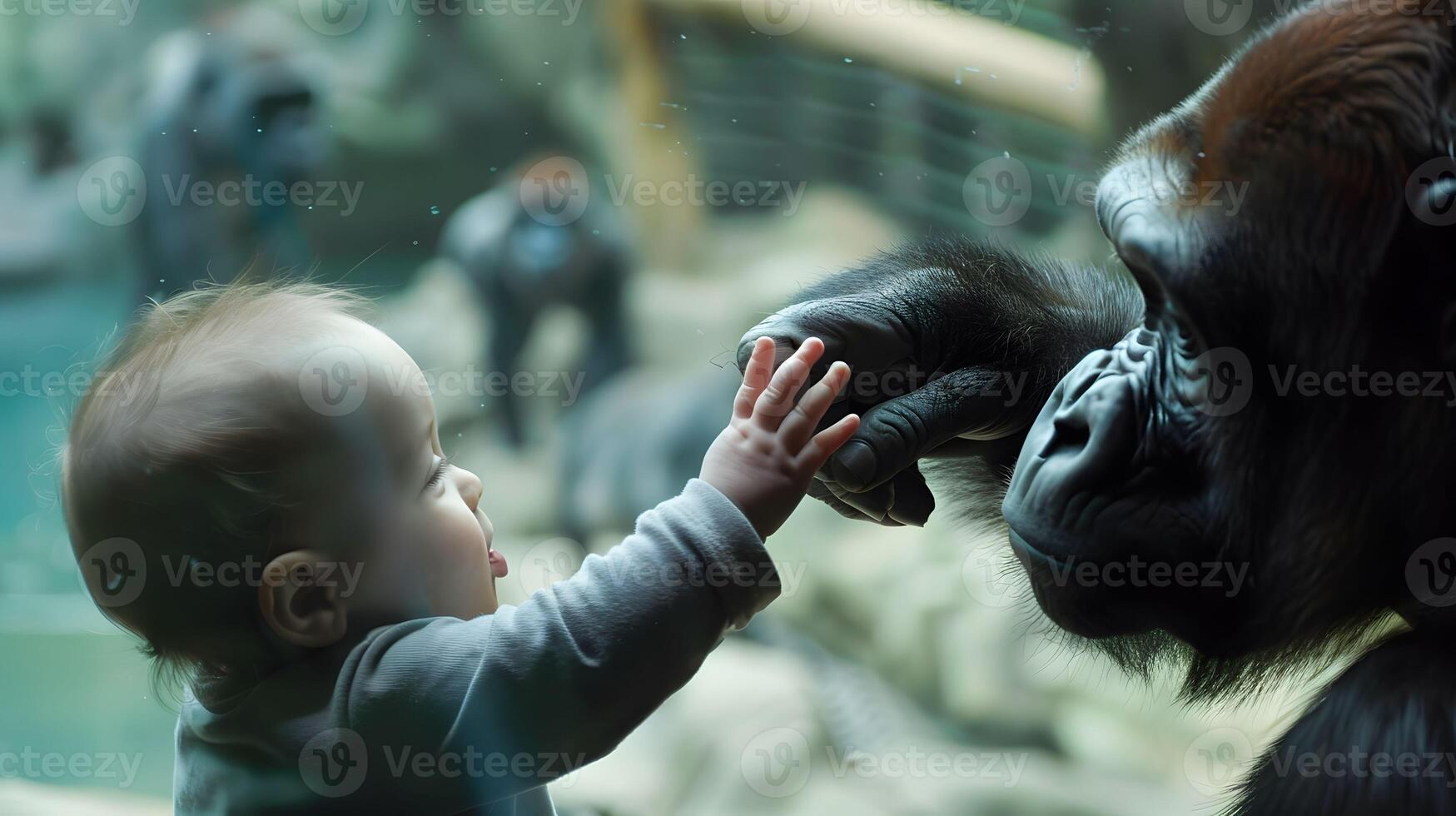 AI generated Familys first outing to the zoo babys awe at animals photo