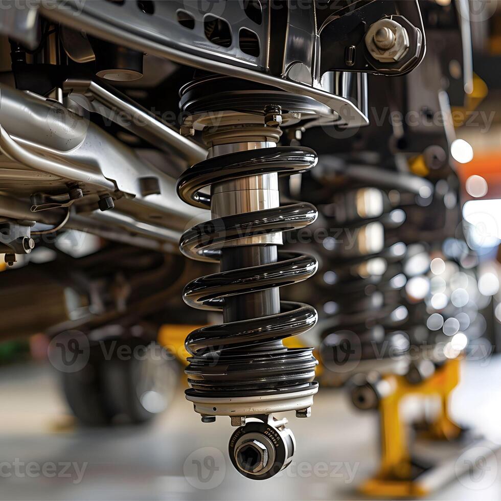 AI generated Suspension work under vehicle springs and shocks photo