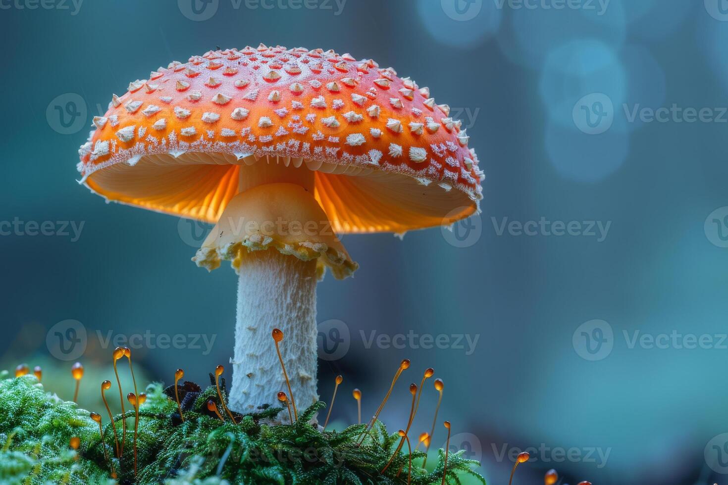 AI generated Amanita muscaria is poisonous mushroom with red dots and white spots photo