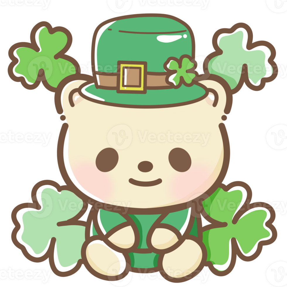 handgemalt Aquarell Illustration Clip Art von kawaii Bär St Patrick's Tag Geburtstag Blumen- Vereinbarungen Gruß Karten Hochzeit Einladung Party irisch png