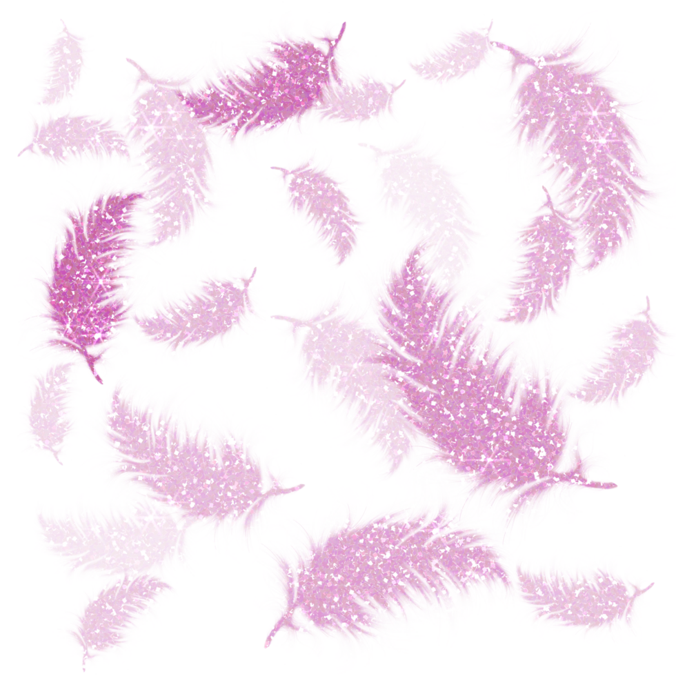Pink feathers glitter on transparent background.Design for decorating,background, wallpaper, illustration png