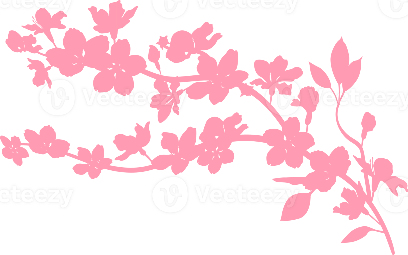 Sakura branch with flowers decoration. png