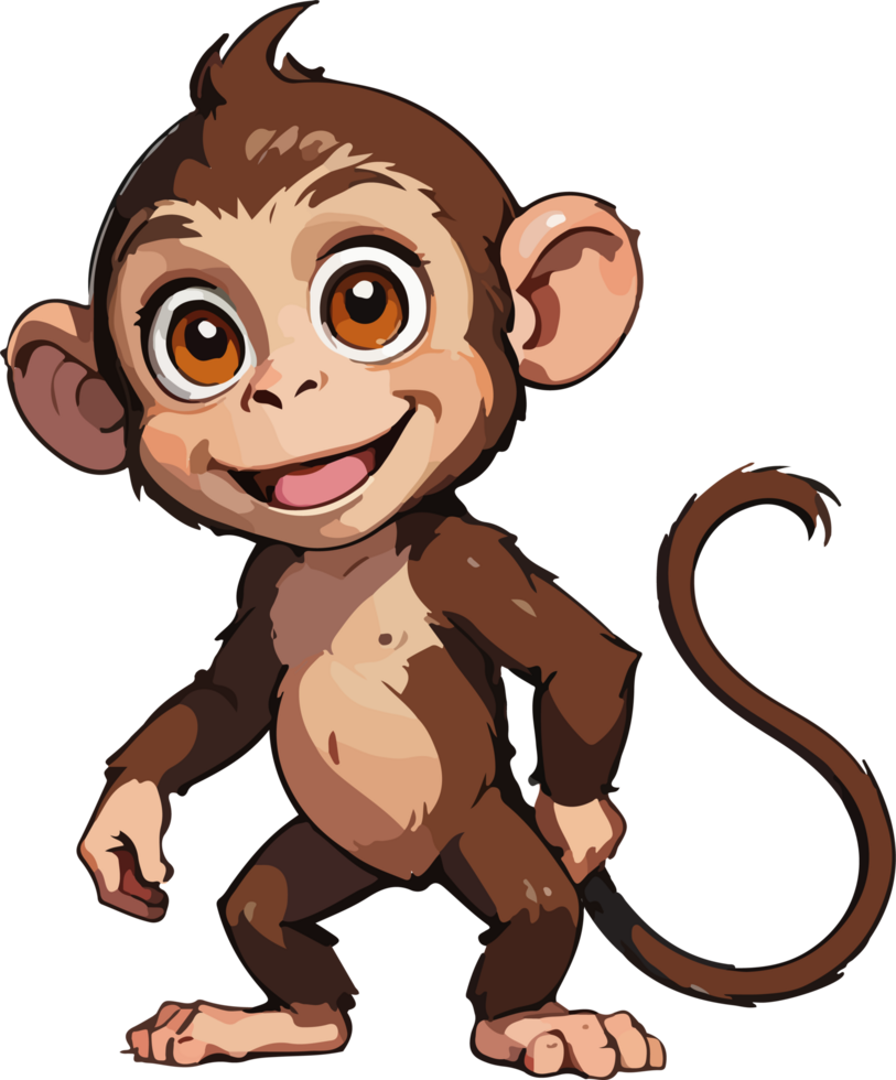 ai généré mignonne singe dessin animé art png