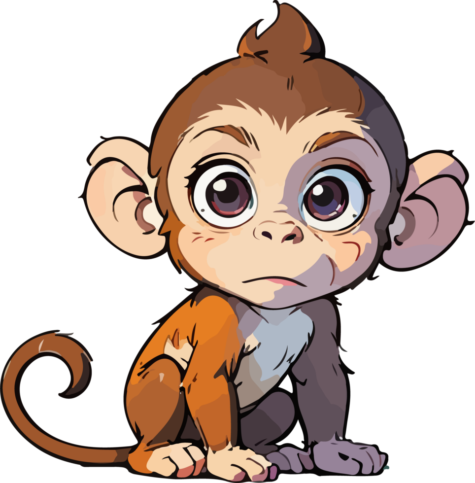 AI generated Cute Monkey Cartoon Design png