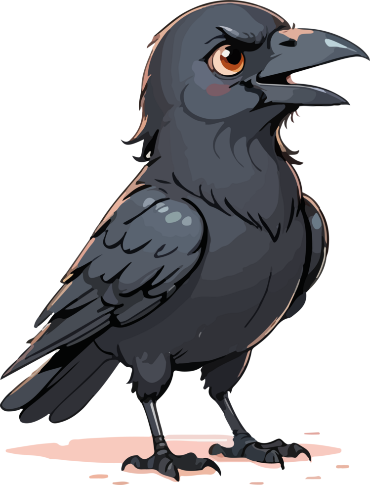 ai généré dessin animé style de corbeau oiseau image png