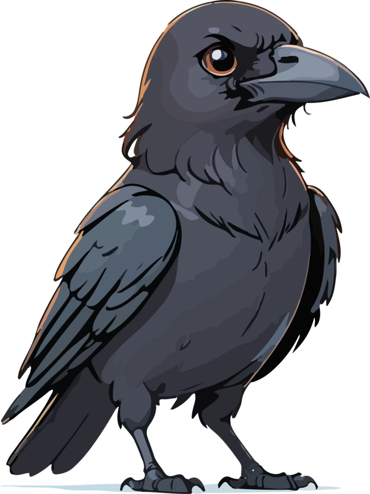 ai généré dessin animé style de corbeau oiseau conception png