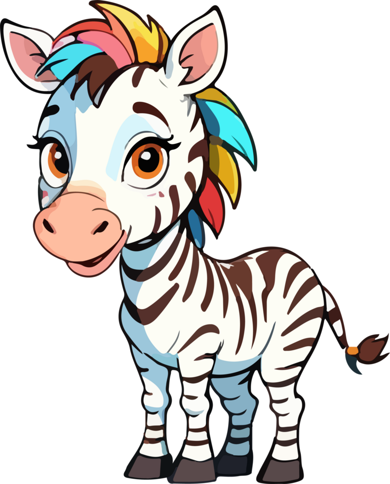 AI generated Zebra with Colorful Hair Clipart png