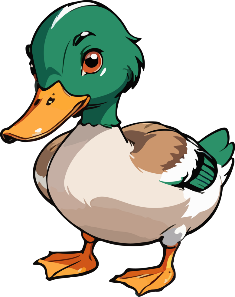 AI generated Mallard Duck Cartoon Animal Illustration png