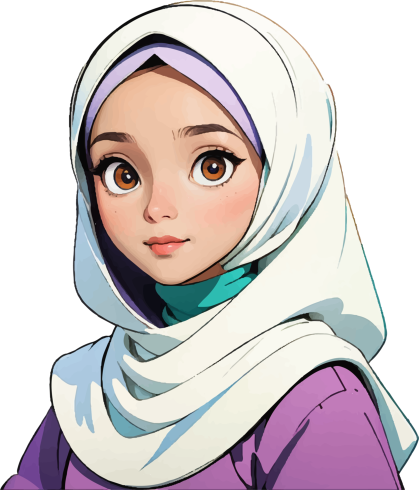 AI generated Hijab Girl Cartoon Image Illustration png