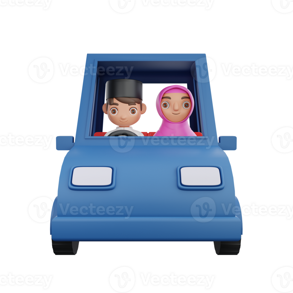 3D Illustration of Muslim character going back to their hometown png