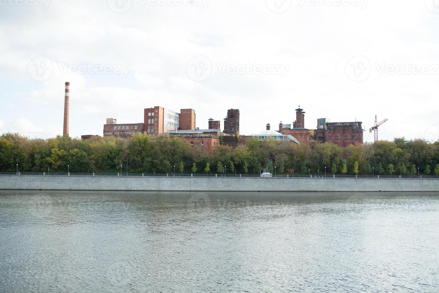 factory building on the Moscow river in Russia photo