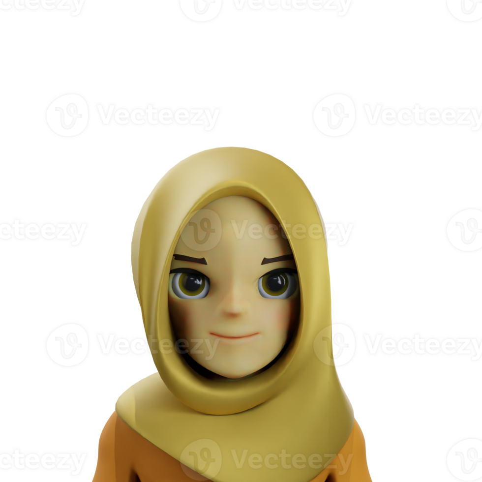 female wearing hijab 3D avatar png