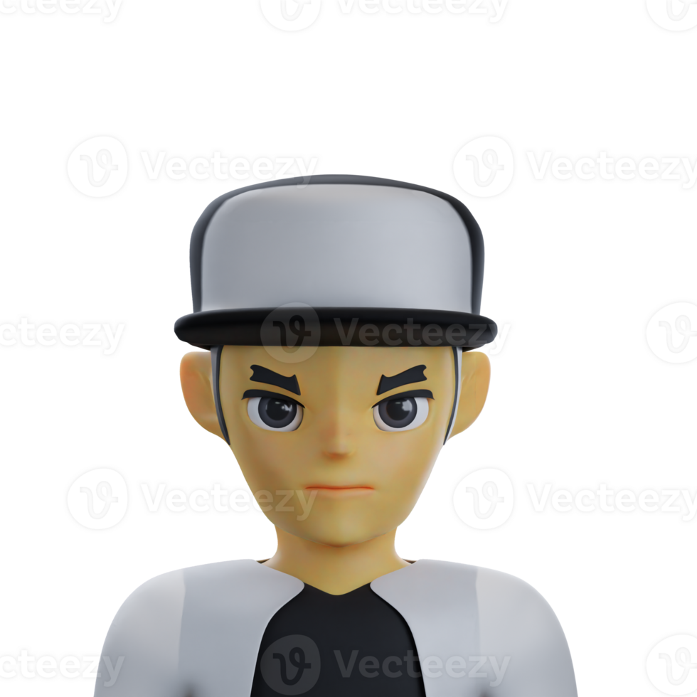 young man wearing hat 3D avatar png