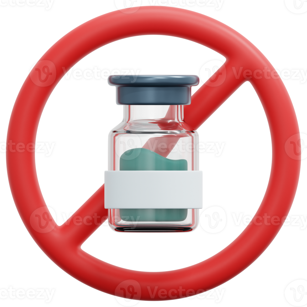 no vaccines 3d render icon illustration png