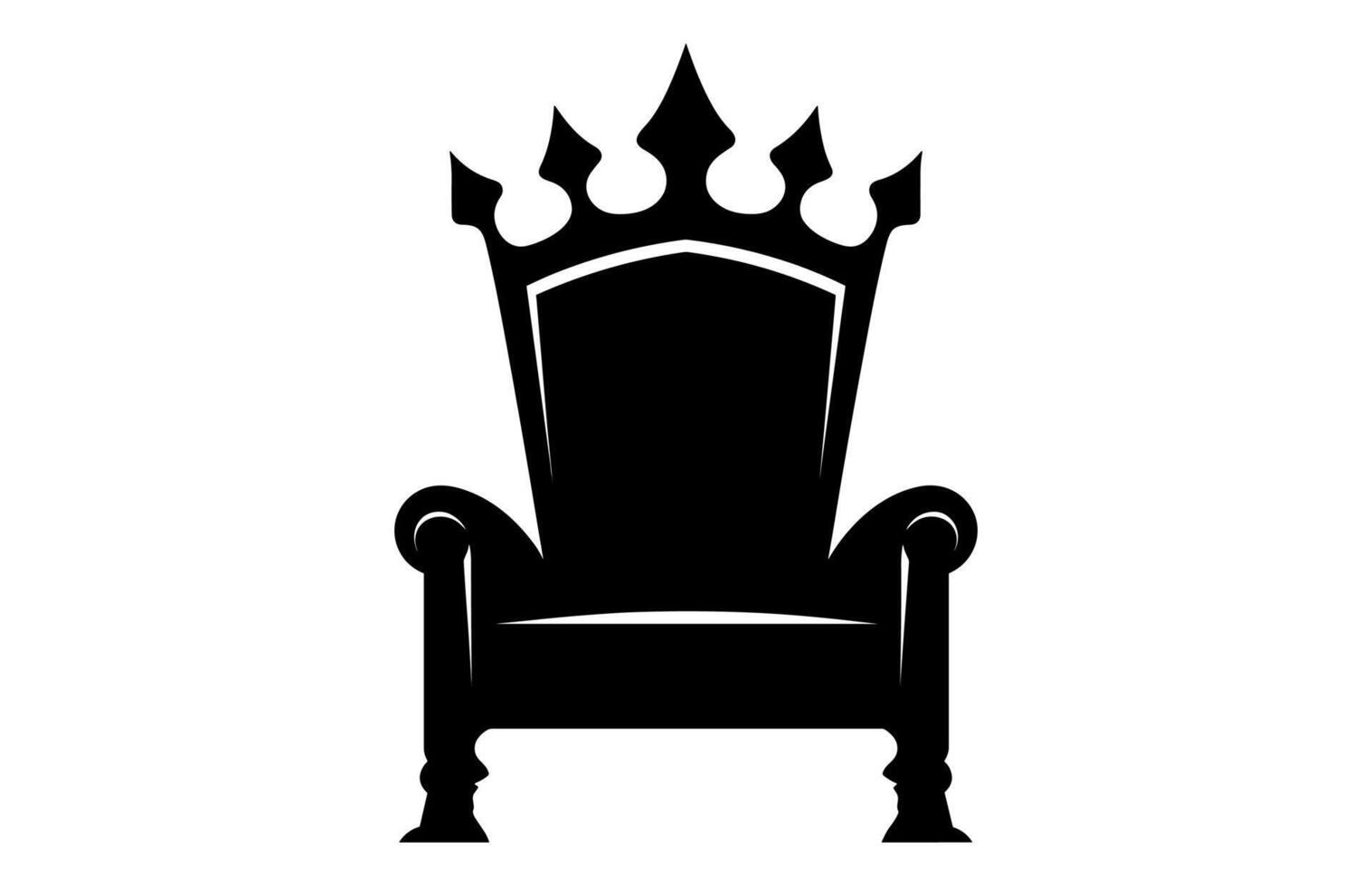 King Throne Silhouette, Royal Throne Chair Vector, Armchair with crown of king. vector