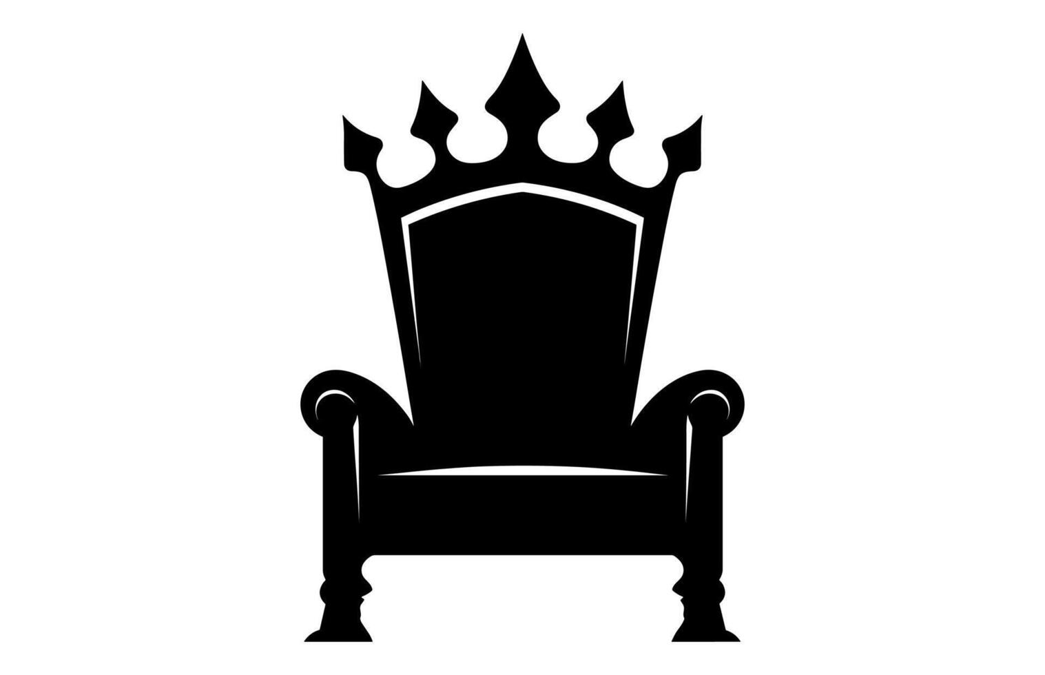 King Throne Silhouette, Royal Throne Chair Vector, Armchair with crown of king. vector