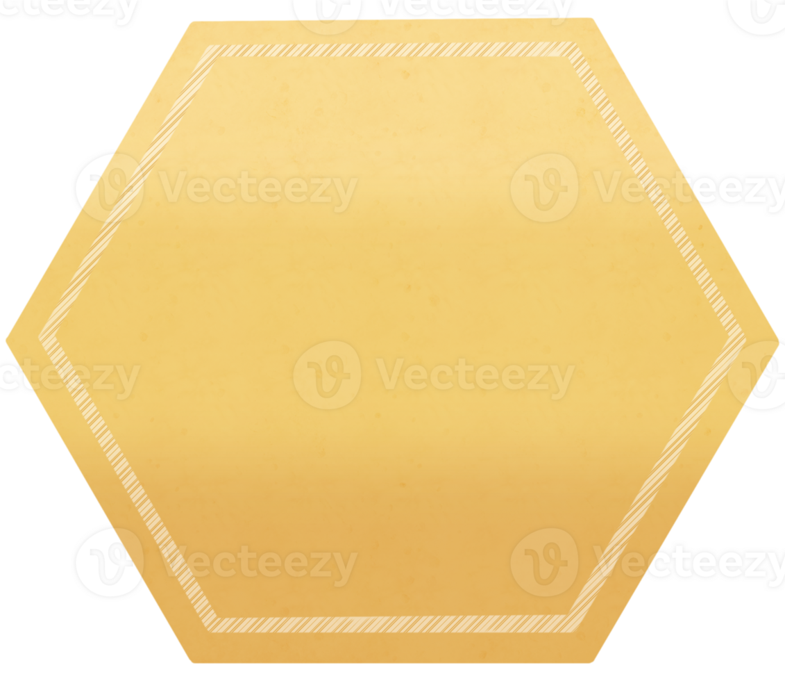 Yellow vibrant hexagon shape with border png