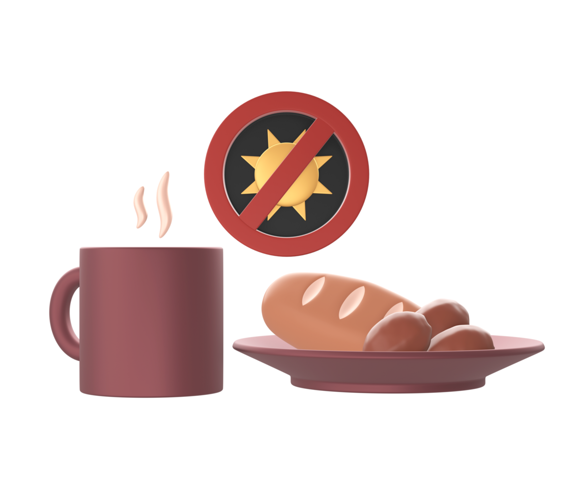 3d render of islam religion faith fasting no food icon design png