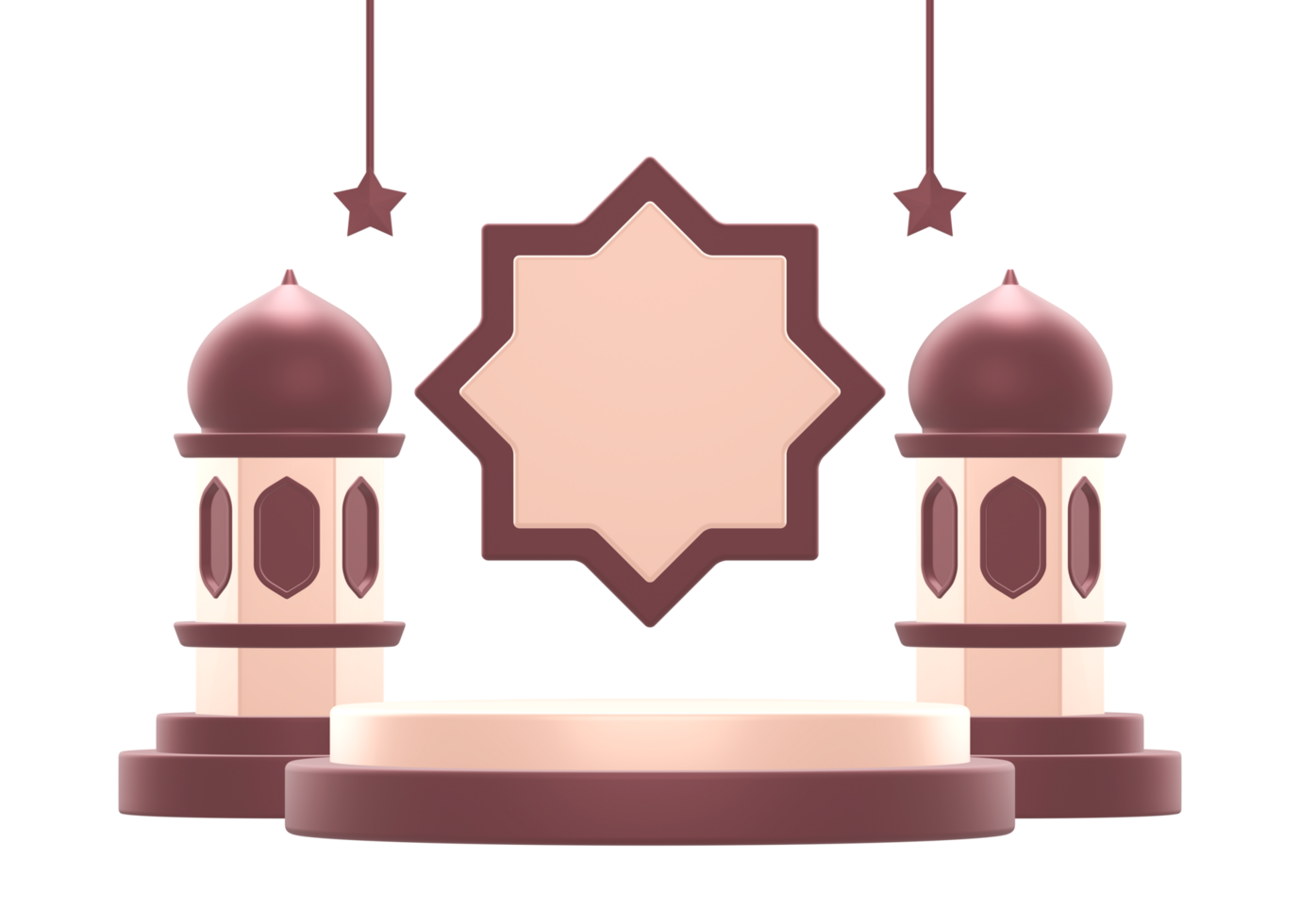 3d rendering of simple islamic celebration festival or holiday podium display background with stars png