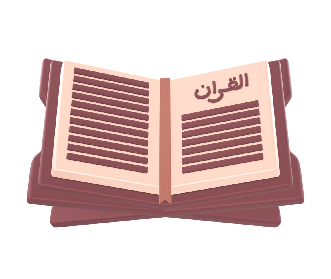 3d geven van moslim lezing heilig koran of religie boek schrift van Islam na gebed icoon ontwerp png