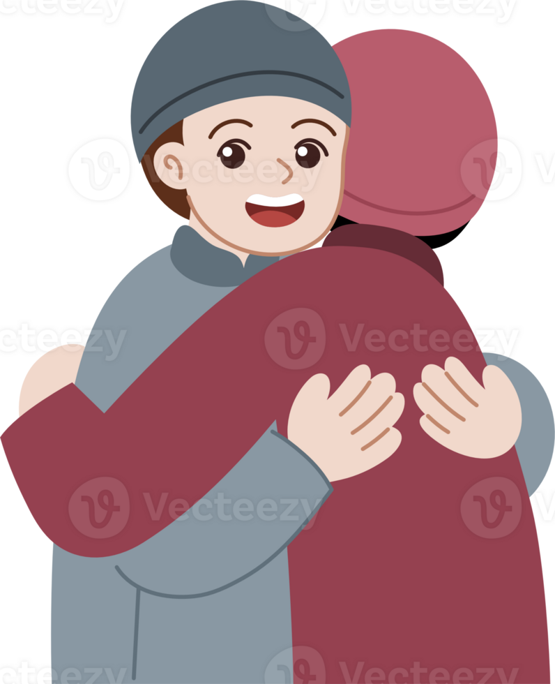 cute kid hugging cartoon character png