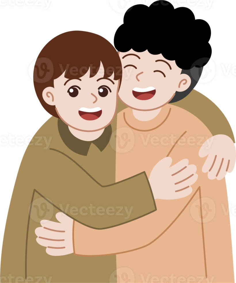 cute kid hugging cartoon character png