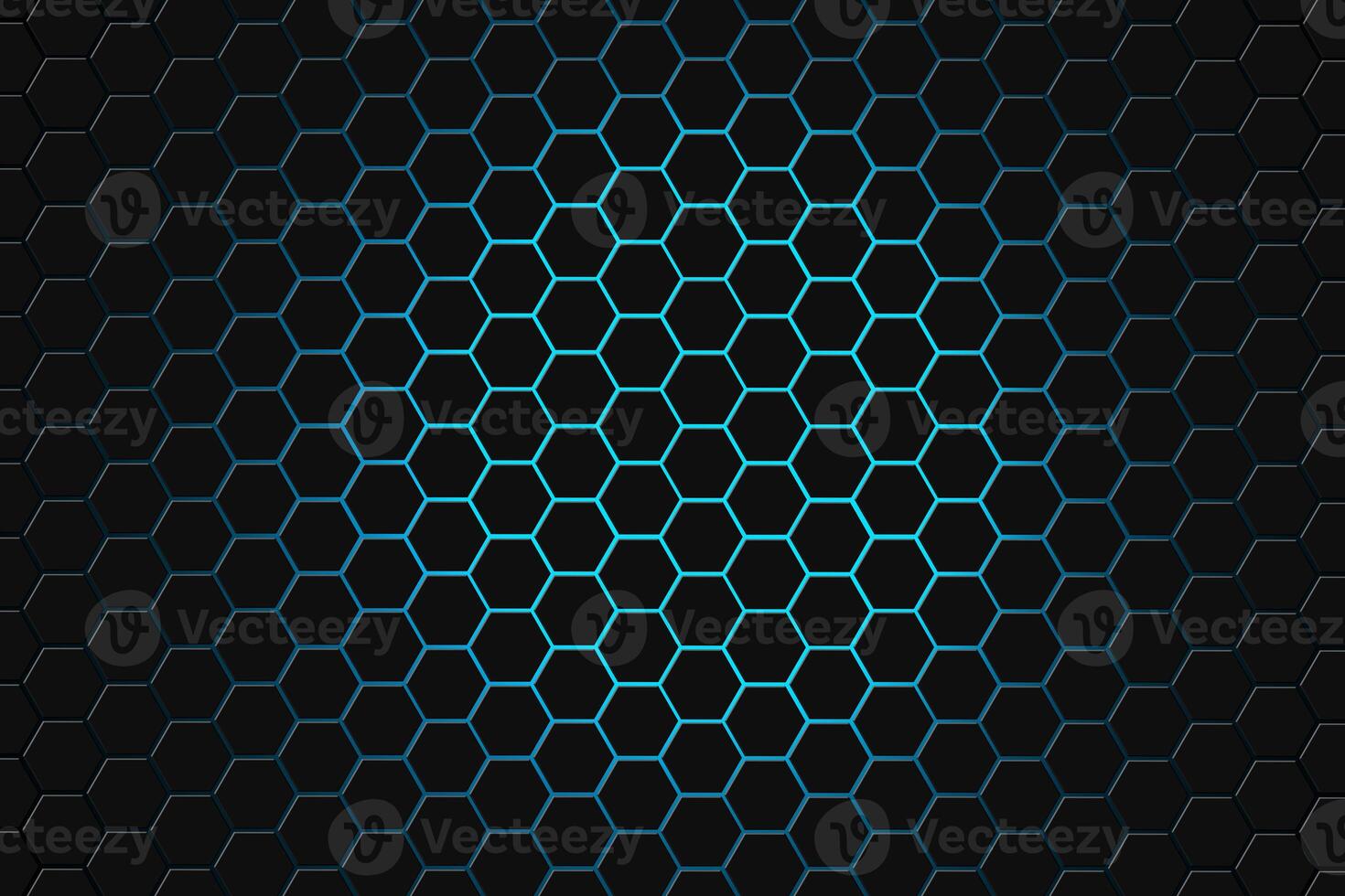 Abstract 3d rendering of futuristic surface with hexagons. dark green sci-fi background. photo