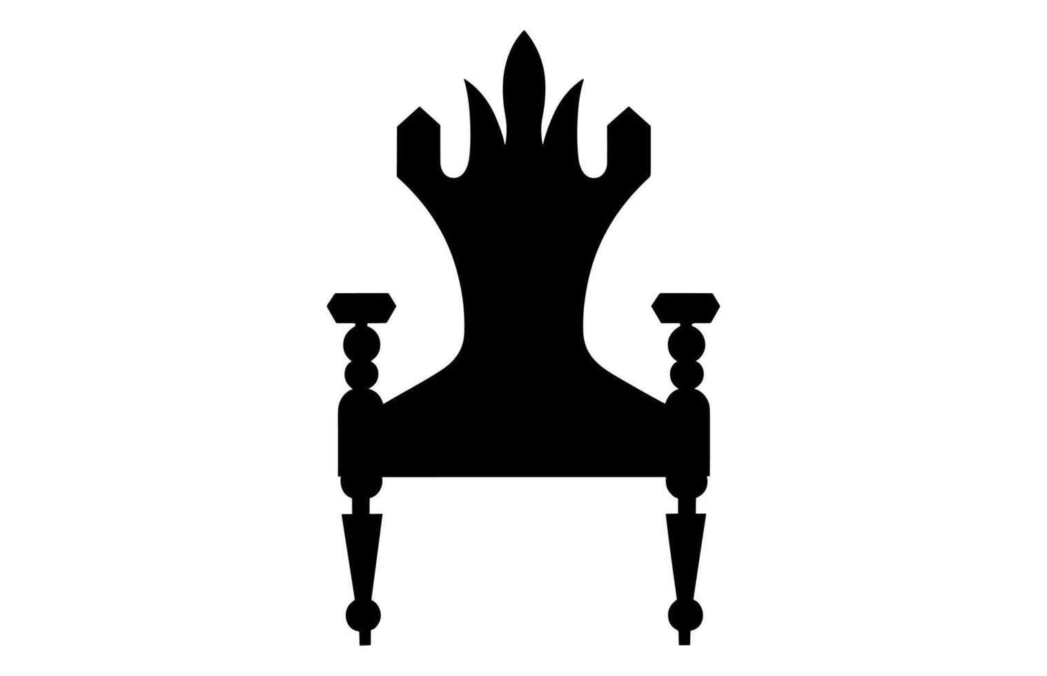 King Throne Silhouette, Royal Throne Chair Vector, Armchair with crown of king. vector