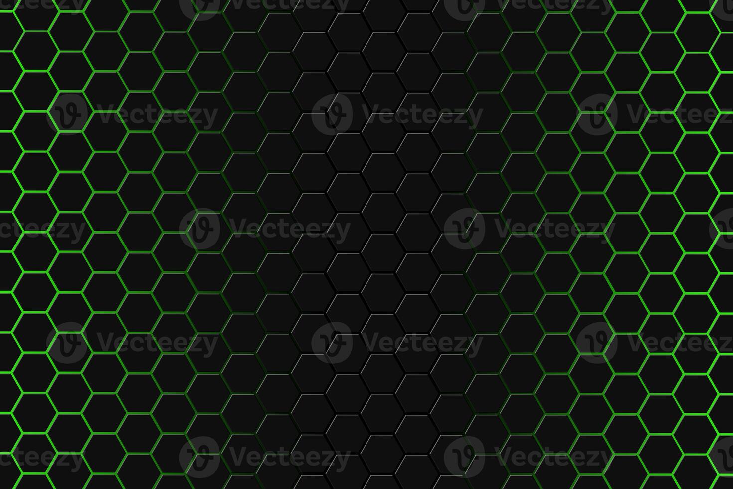 Abstract 3d rendering of futuristic surface with hexagons. dark green sci-fi background. photo