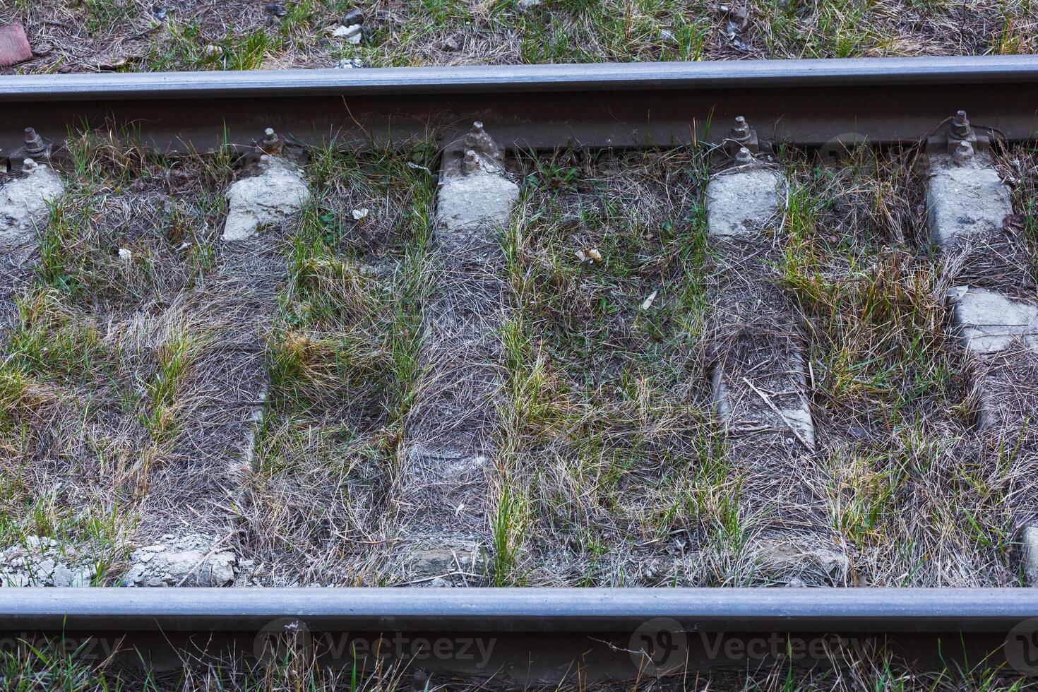 Close up of railway tracks photo