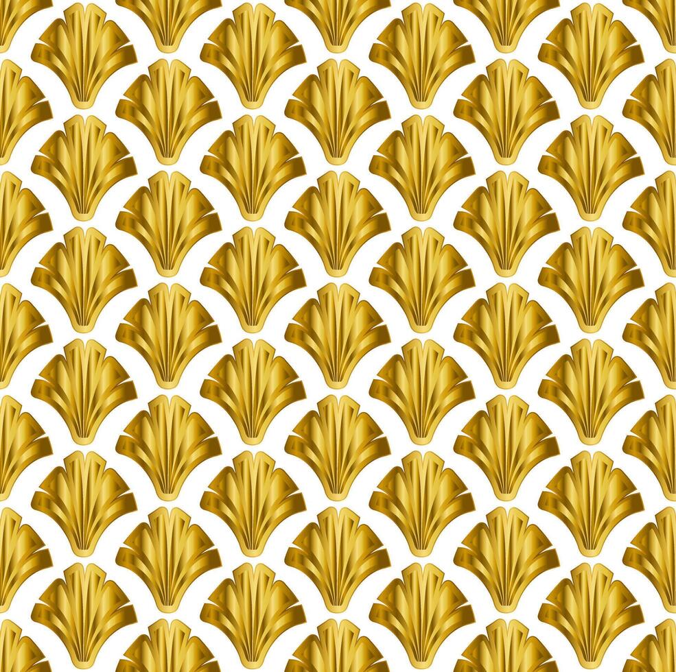 Gold Art Deco Seamless Repeat Pattern on White Background vector