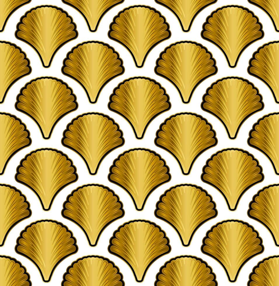 Gold Art Deco Seamless Repeat Pattern on White Background vector