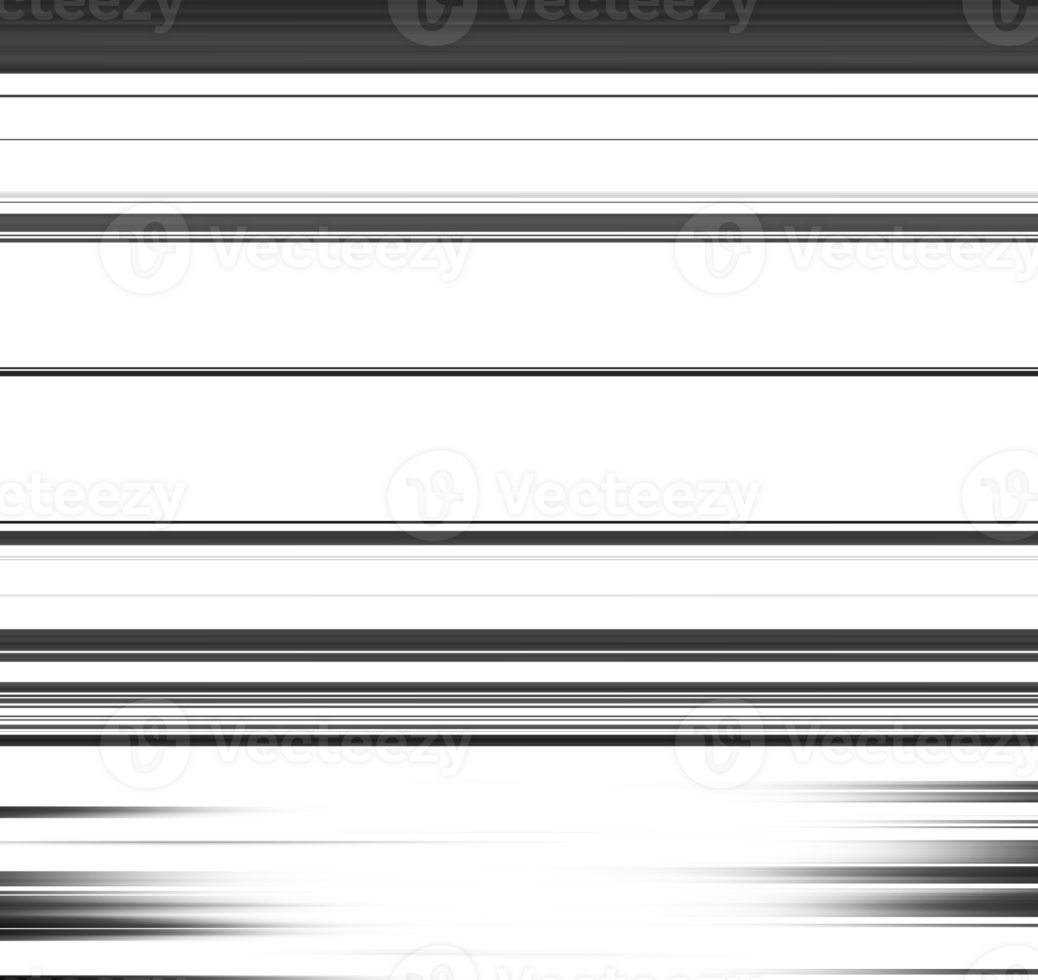 Black striped abstract overlay. Motion effect. PNG graphic illustration with transparent background.