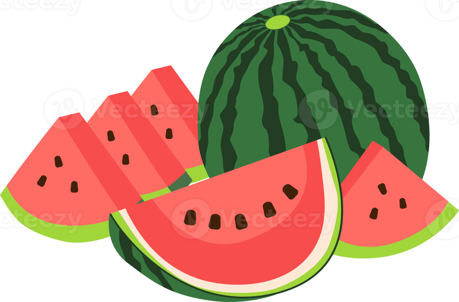 Cute red sliced watermelon illustration. png