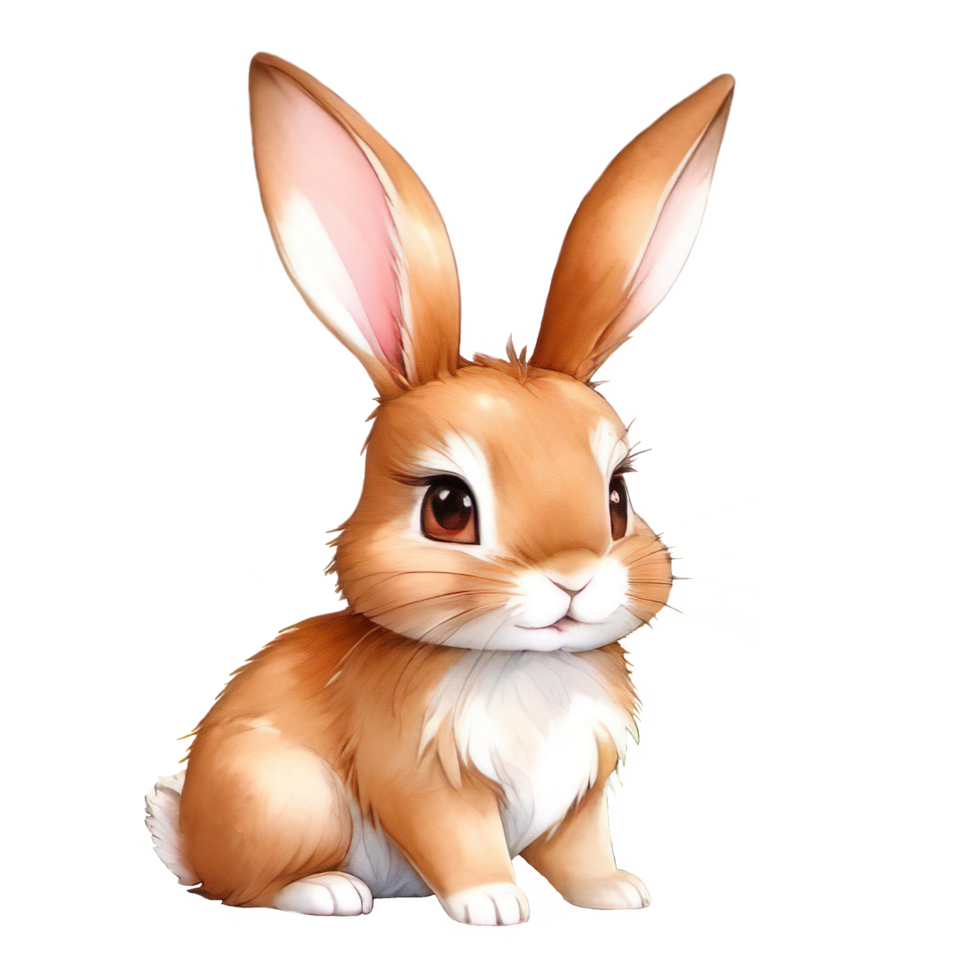 AI generated cute brown rabbit png