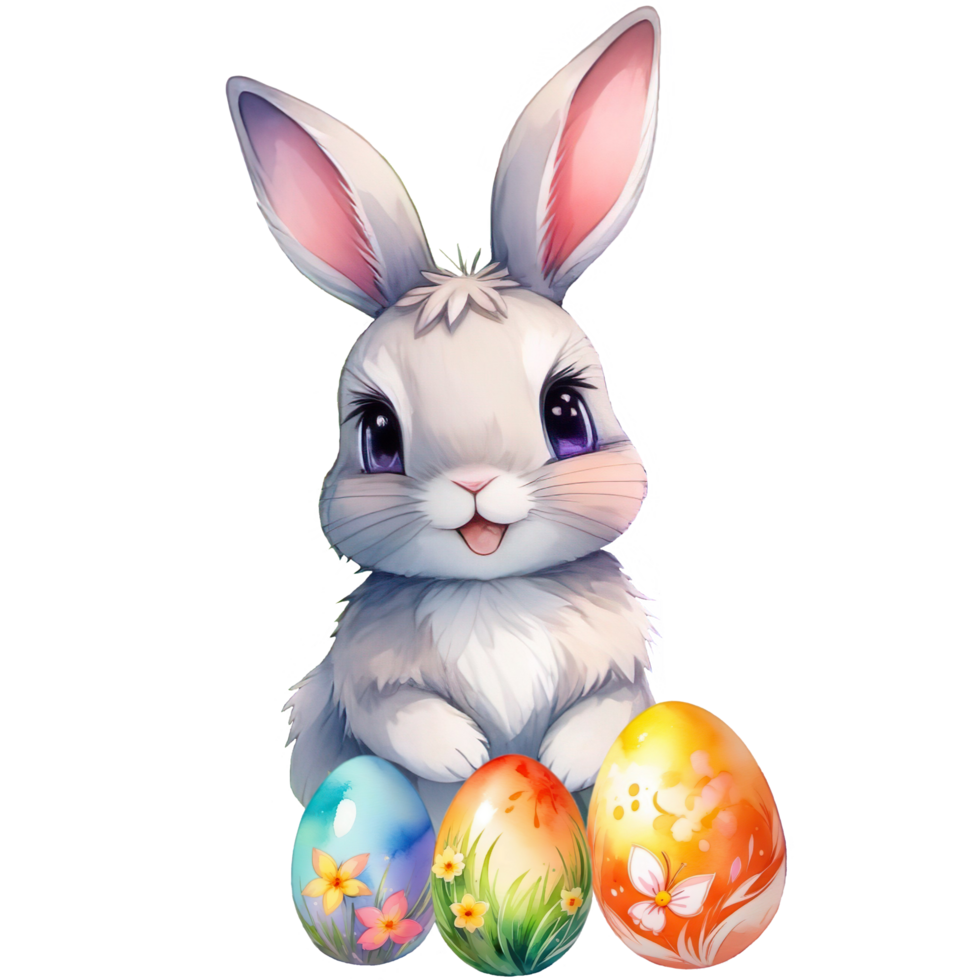 AI generated easter bunny with eggs png
