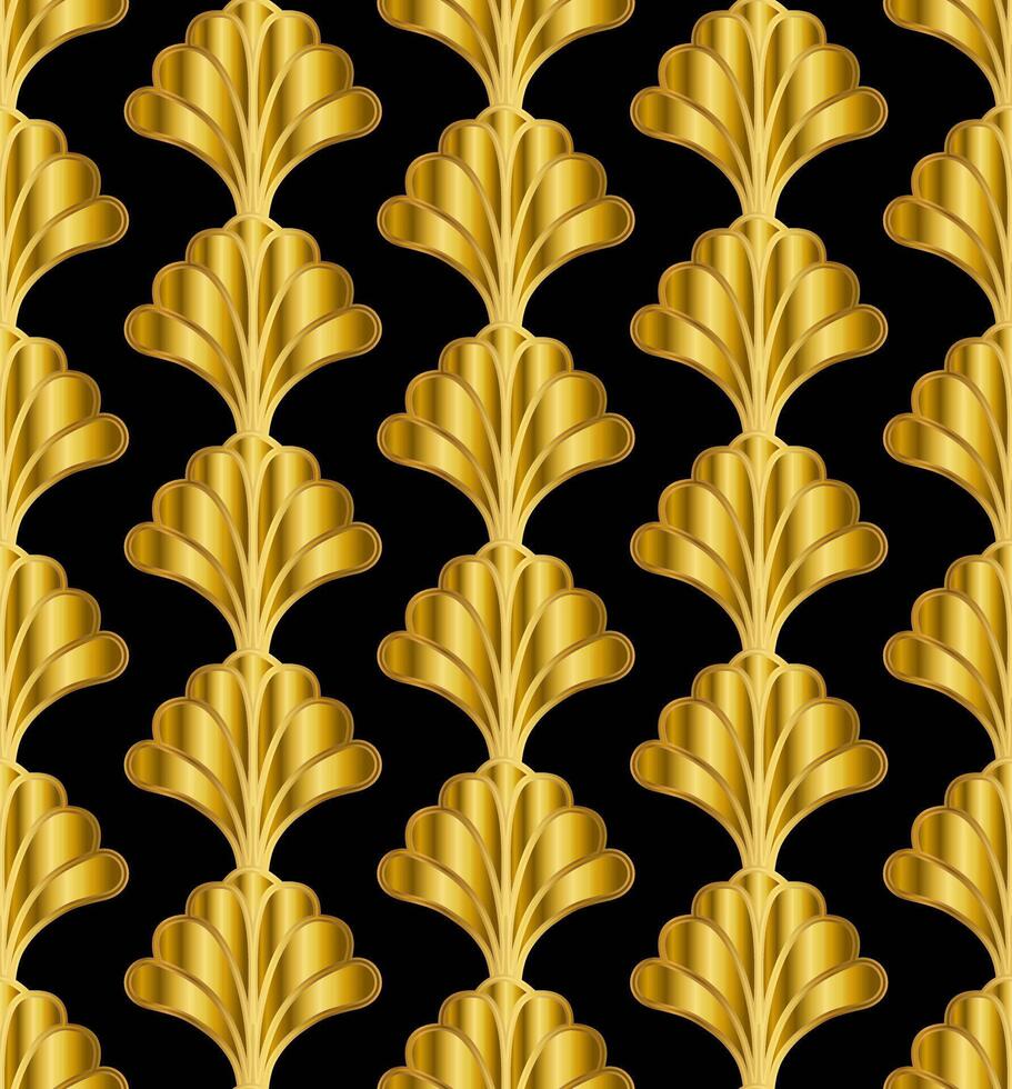 Gold Art Deco Great Gatsby Style Seamless Repeat Pattern Background vector