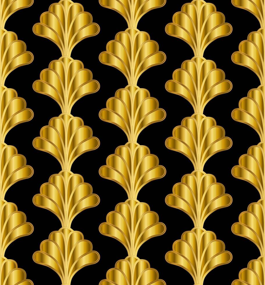 Gold Art Deco Great Gatsby Style Seamless Repeat Pattern Background vector