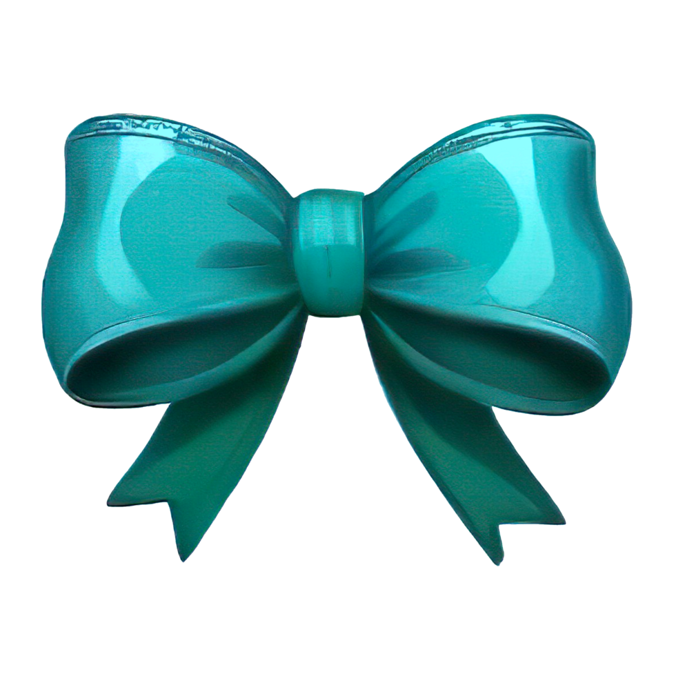 AI generated turquoise ribbon bow png