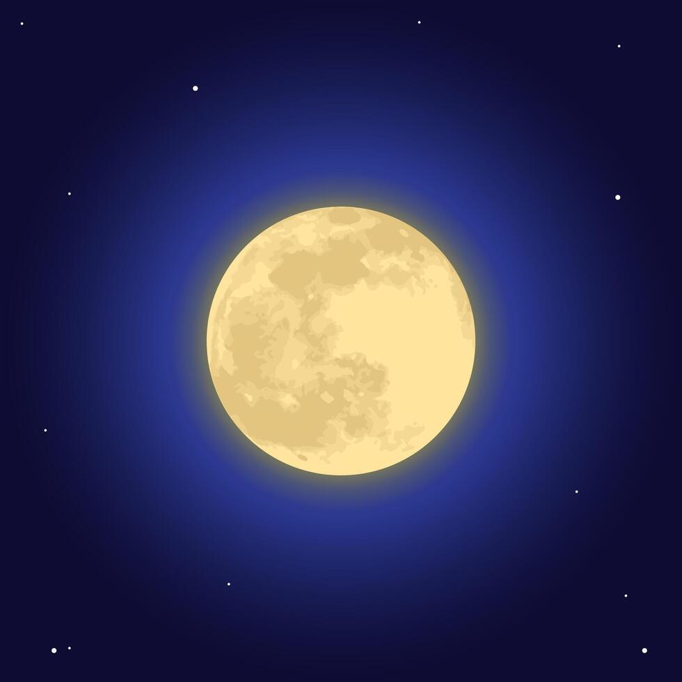 Moon Illustration on Blue Night Sky vector