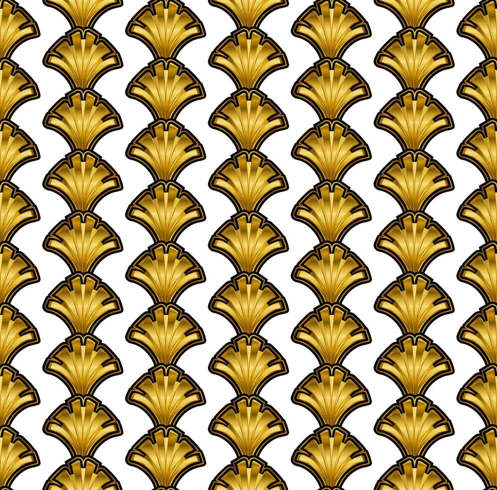 Gold Art Deco Seamless Repeat Pattern on White Background vector